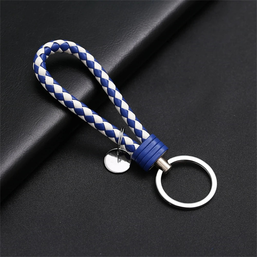 Braided PU Leather Keychain with O-Ring Buckle