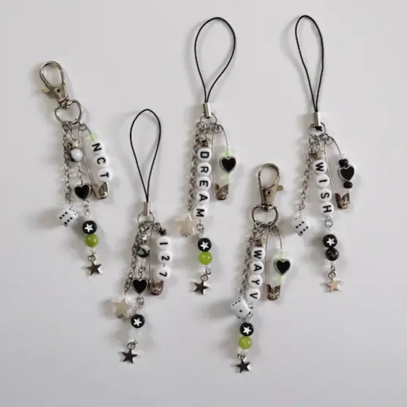 Korean NCT/WAKV keychain, Kpop mobile phone charm | Handmade Y2k jewelry keychain