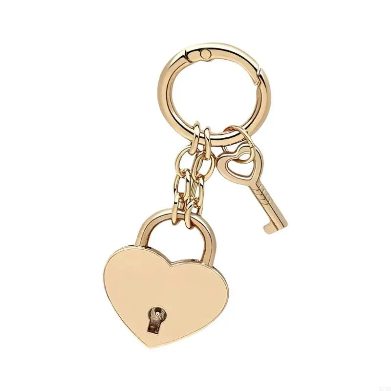 Heart Padlock Bag Charm with Working Key