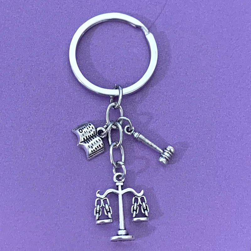Legal Motif Keychain with Antique Silver Finish