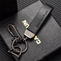 Crazy Horse Leather Car Keychain with Metal Ring