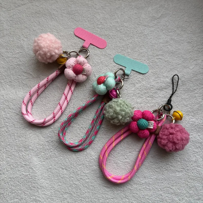 Keychain on the Phone With Wrist Strap Bag Charm Hanging Ornaments Key Holder Small Fresh Keychains Couple Key Chains Gifts