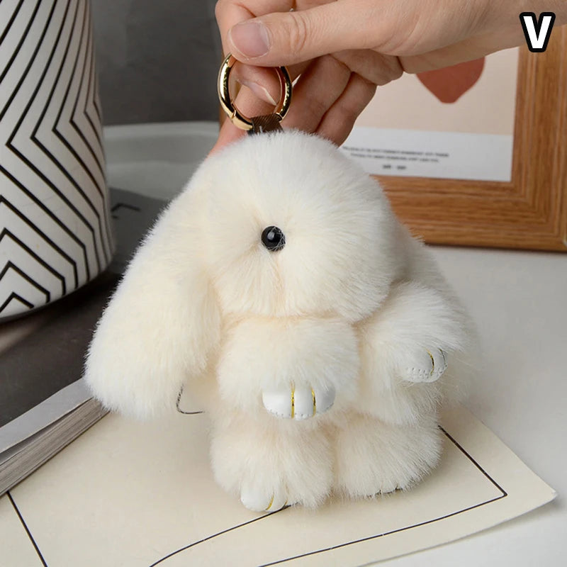 Plush Bunny Bag Charm with Gold-Tone Spring Ring