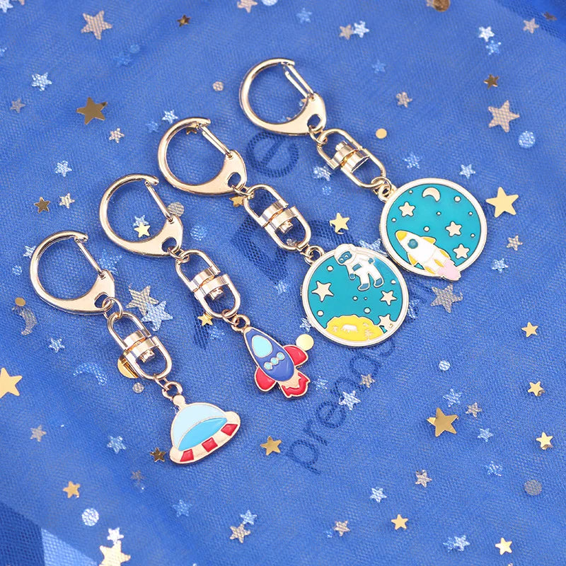 Celestial Space Charm Keychain with D-Shaped Clasp