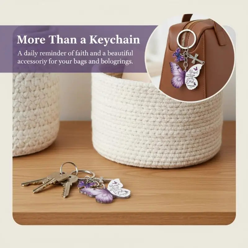 Butterfly Keychain with Inspirational Verse