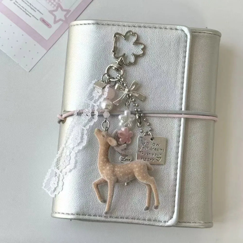 Cute Deer Keychain for Women Jewelry Handmade Korean Style Portable Phone Charms Bag Pendant Fashion Jewelry Accessories