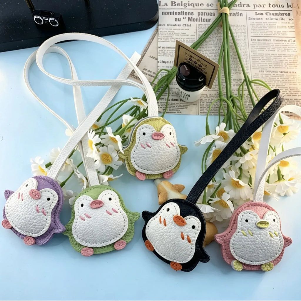 Cartoon Penguin Leather Keychain