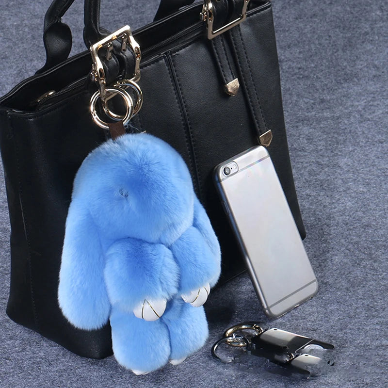 Plush Bunny Bag Charm with Gold-Tone Spring Ring