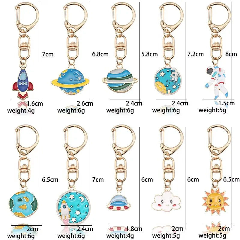 Celestial Space Charm Keychain with D-Shaped Clasp