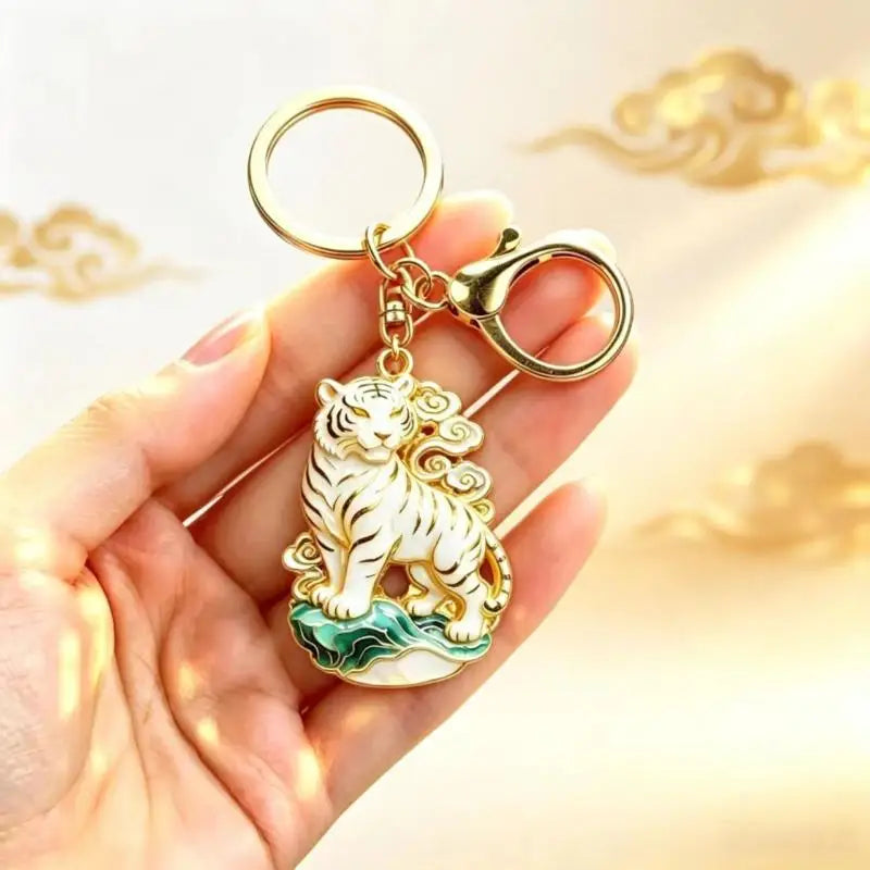 Decorative Charm Keychain with Gold-Tone Hardware
