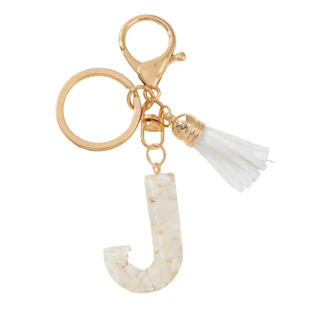 Resin Alphabet Letter Keychain with Tassel