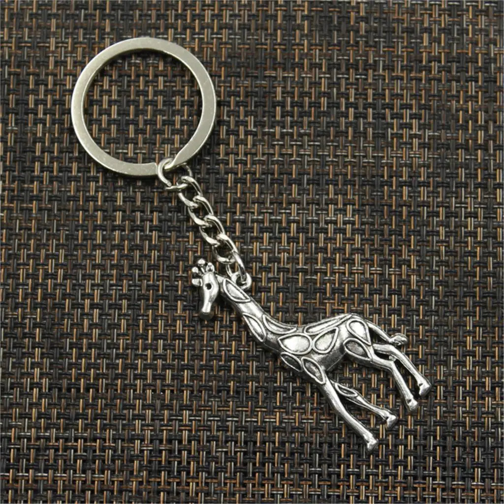 Silver-Plated Giraffe Charm Keychain