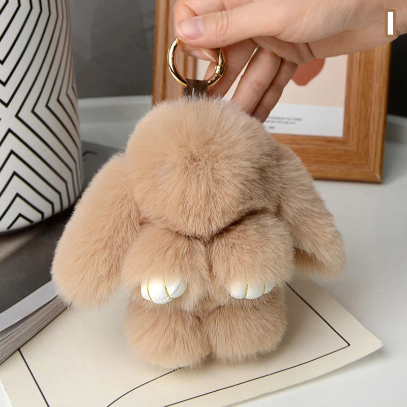 Plush Bunny Bag Charm with Gold-Tone Spring Ring