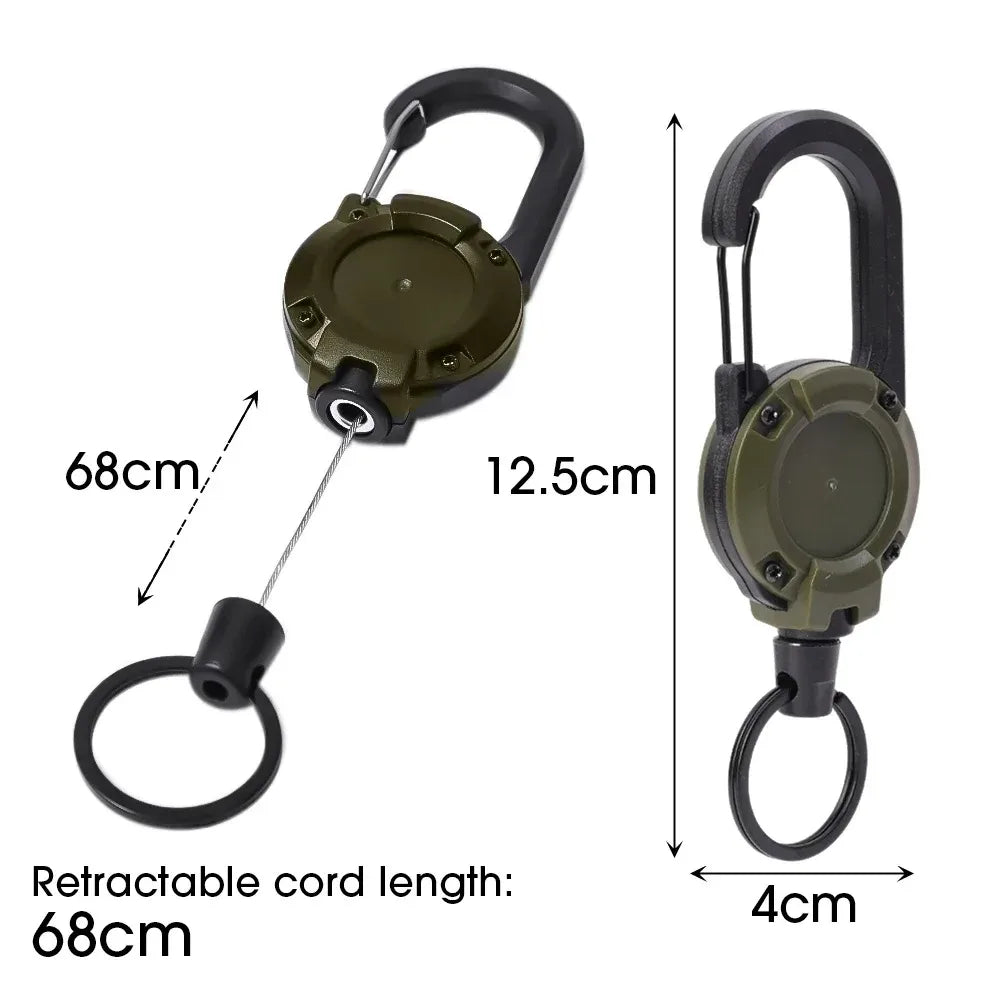 Retractable Carabiner Keychain with 68 cm Steel Wire