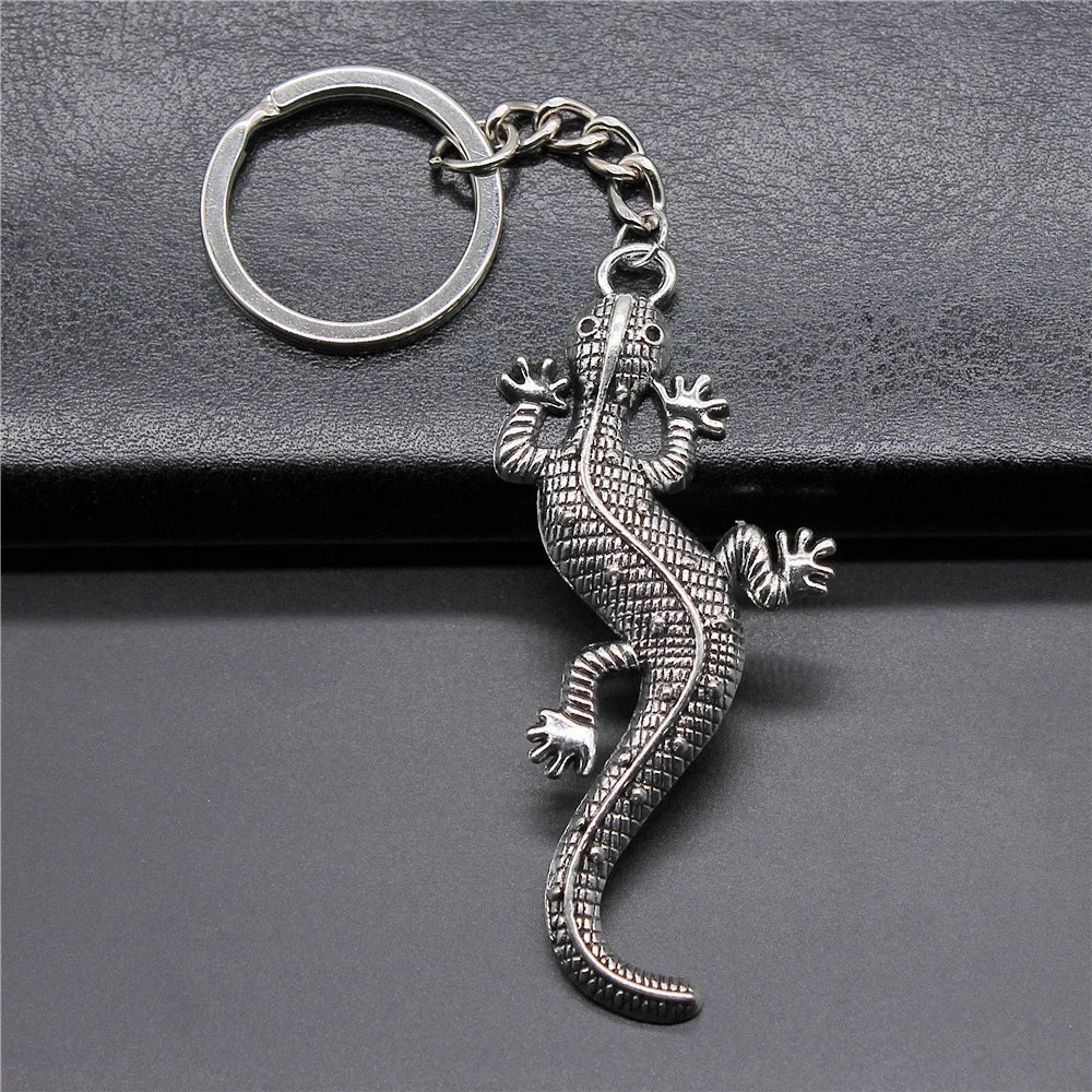 Gecko Lizard Metal Keychain Pendant
