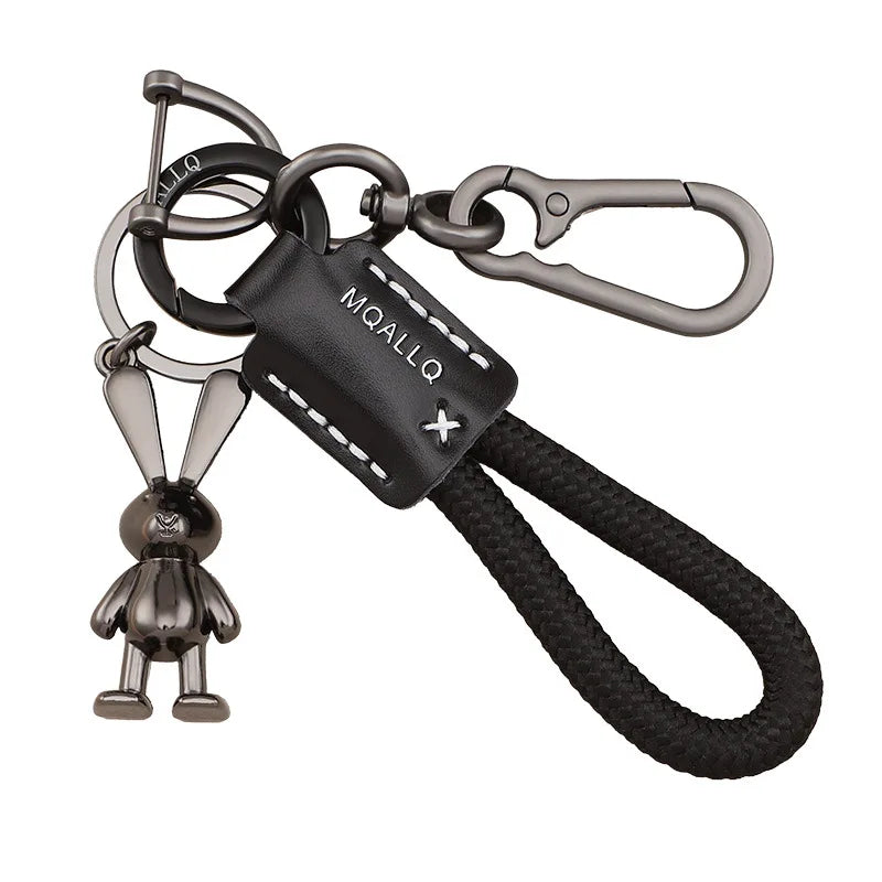 Braided Rope Keychain with Rabbit Charm