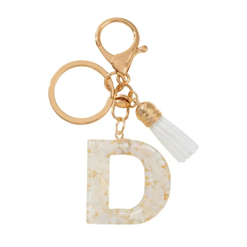 Resin Alphabet Letter Keychain with Tassel