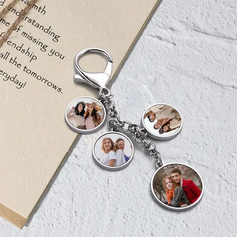 Custom Metal Keychain with 4 Photo Prints