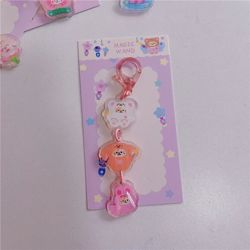Three-Tier Acrylic Animal Charm Keychain