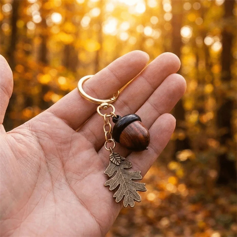 Twist-Open Acorn Keychain Charm with Hidden Compartment