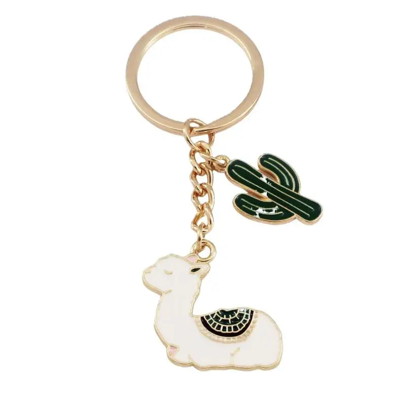 Alpaca and Cactus Keychain Bag Charm