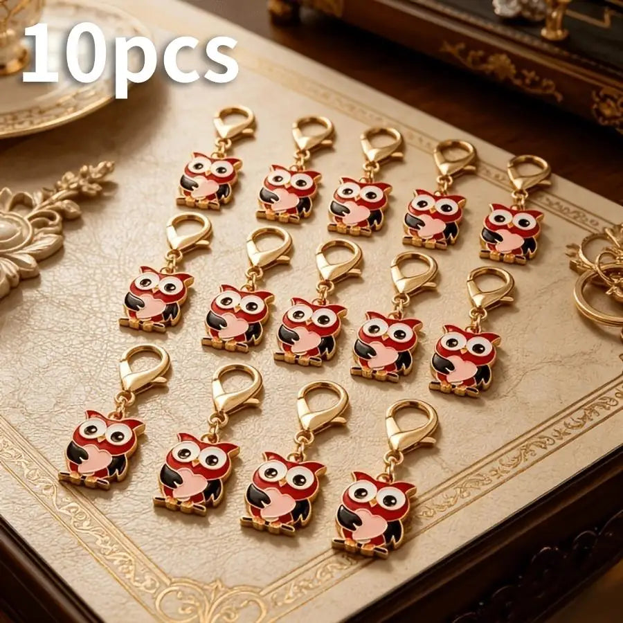 1/5/10/20/50/100pcs Kawaii Owl Keychain Set - Red And Owl, Expressive Eyes, Durable Zinc Alloy, Perfect for Birthdays, Christmas