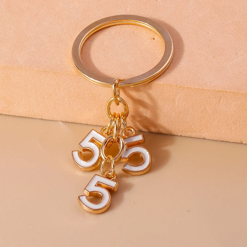Cute Enamel Number 5 Keychain for Car Key Souvenir Gifts for Women Men Handbag Pendants Keyrings DIY Jewelry Accessories