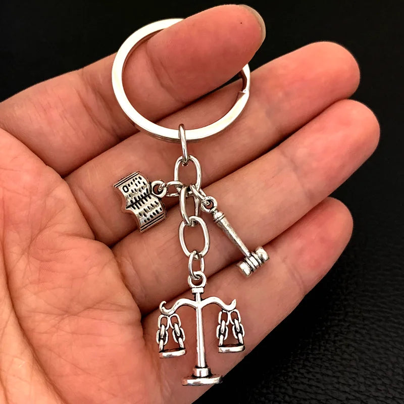 Legal Motif Keychain with Antique Silver Finish