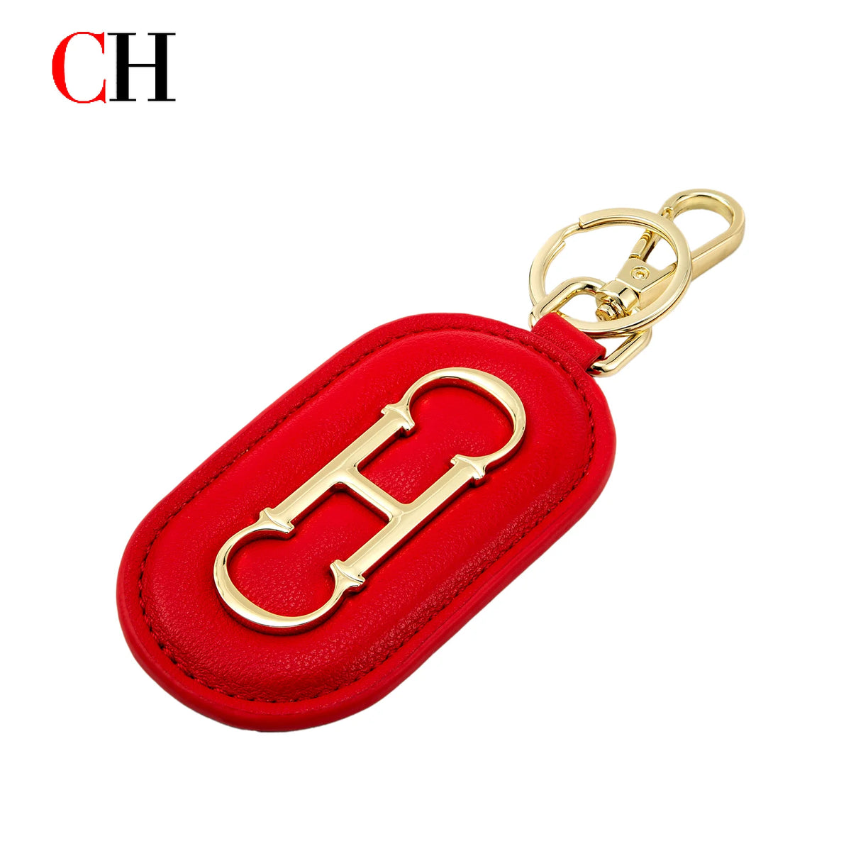 Oval Bag Charm Keychain with Raised Metal Ornament