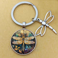 Dragonfly Glass Dome Pendant Keychain
