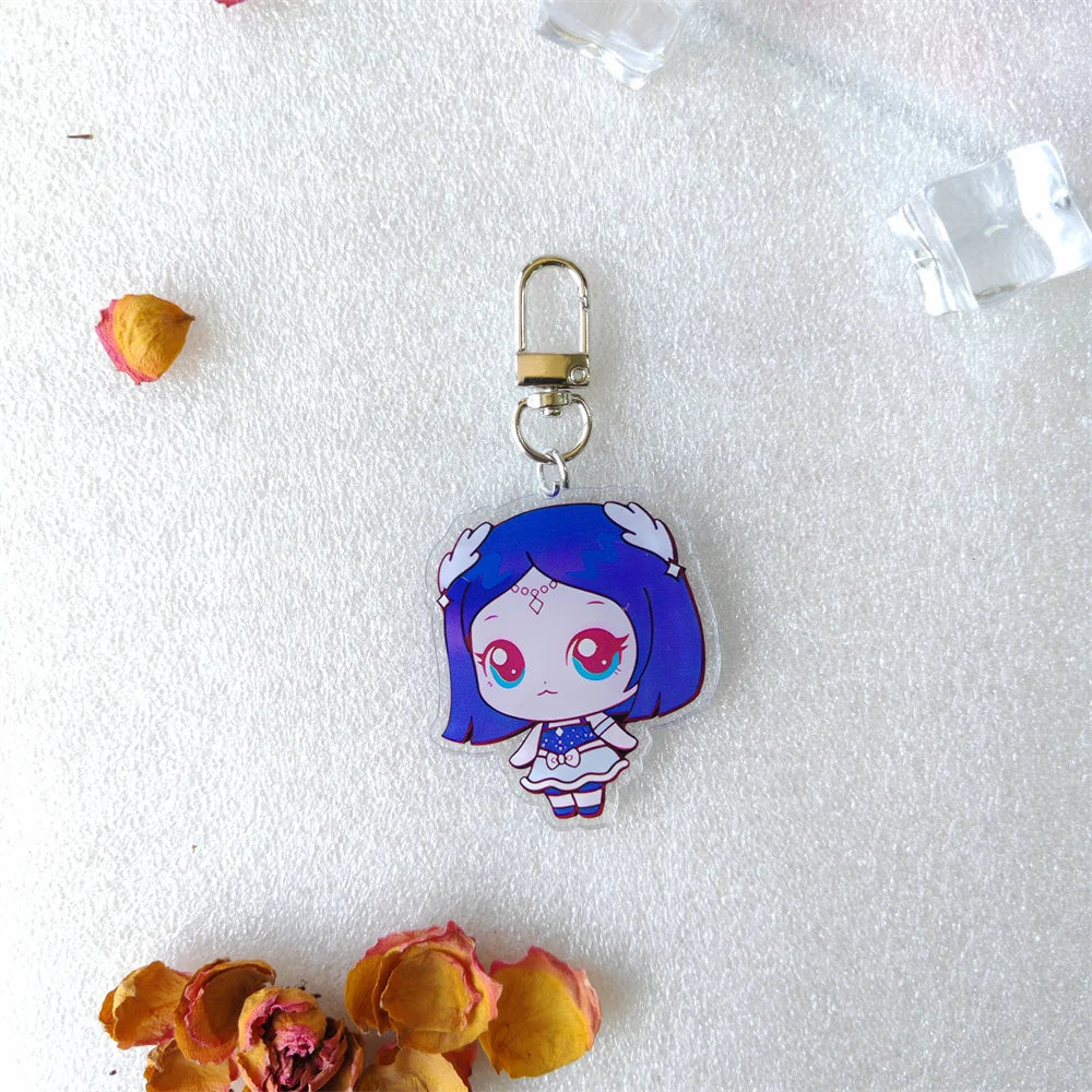 Kpop Cartoon Keychain Cute Bag Charms Double-sided Print Jiwoo Carmen Yuha Stella Juun Fans Collection Accessories