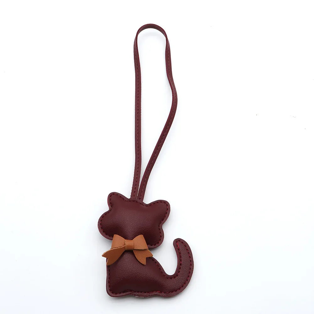 Cat-Shaped PU Leather Keychain