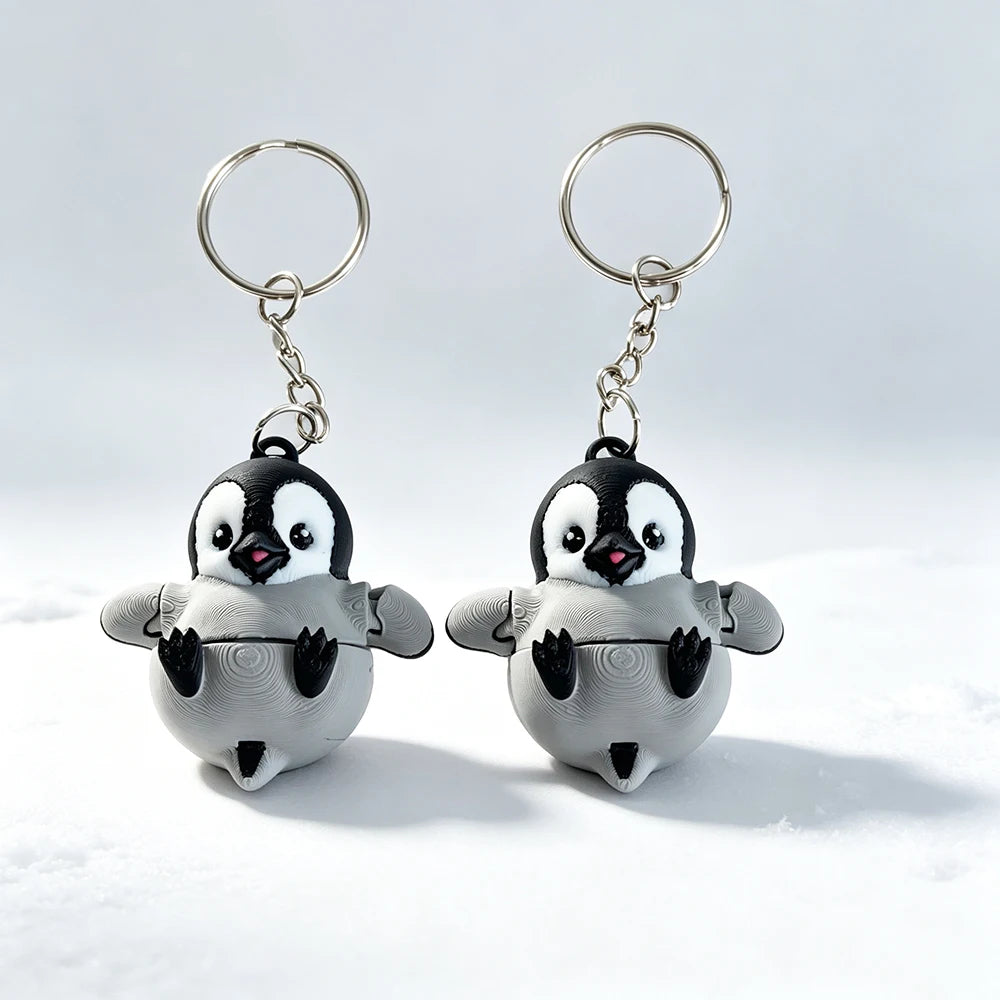 Articulated Penguin Keychain with Segmented Body