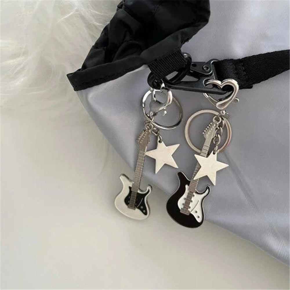 Zinc Alloy Guitar Keychain with Split Ring