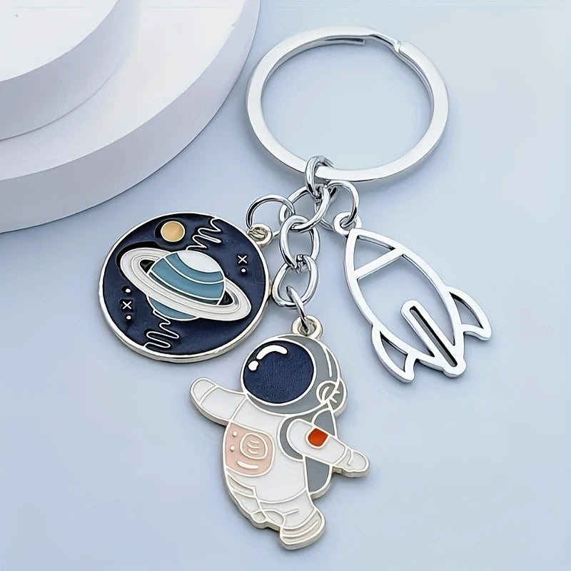 Astronaut and Rocket Space Charm Keychain