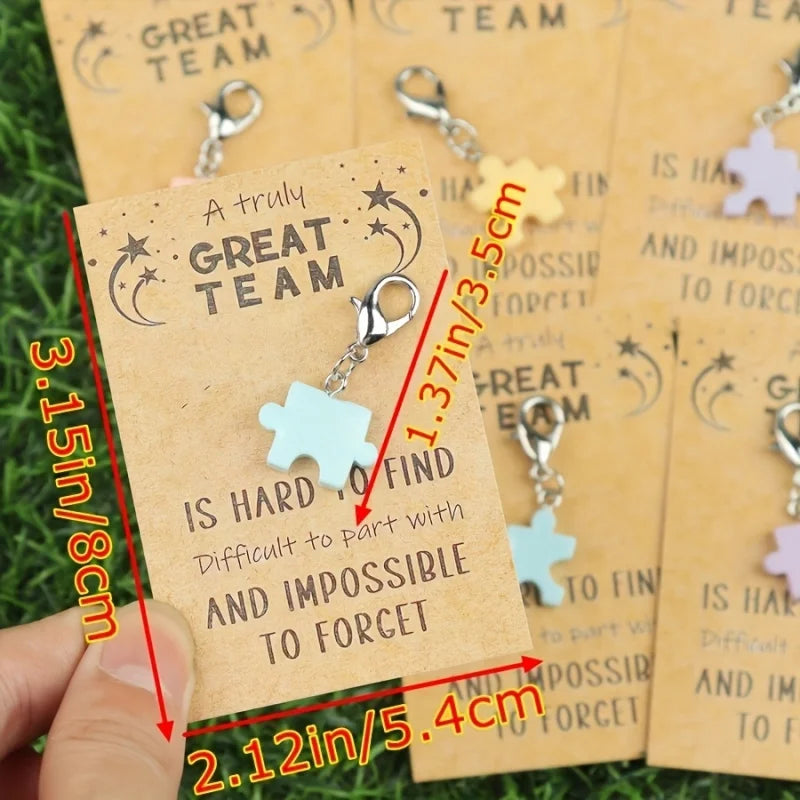 8-Piece Puzzle Keychain Set in Zinc Alloy