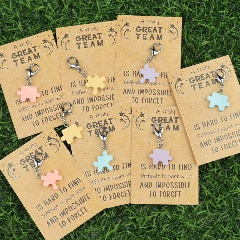 8-Piece Puzzle Keychain Set in Zinc Alloy