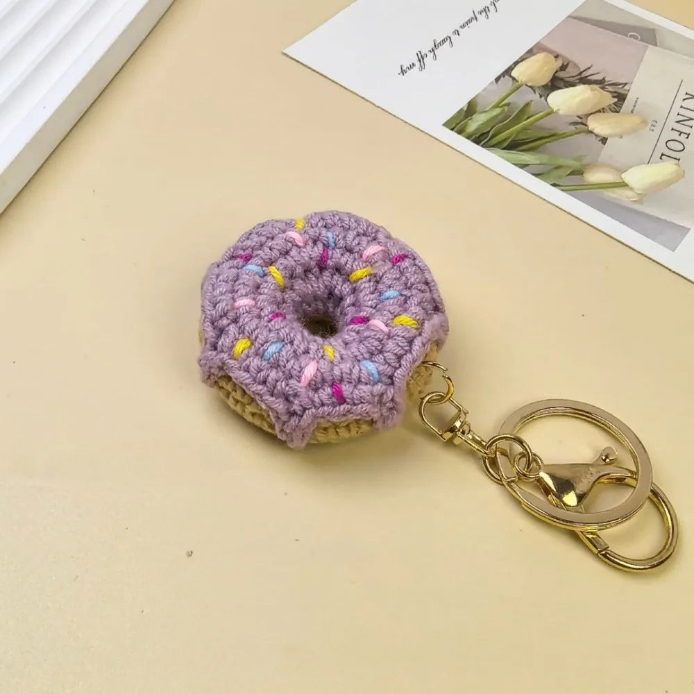 Crochet Donut Keychain with Zinc Alloy Clasp