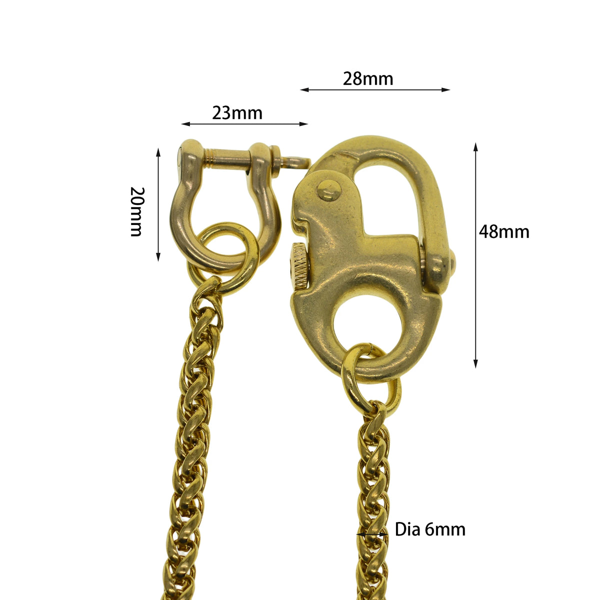 Brass snake wallet jean trousers biker chains snake chain D shackle connector oval  sweden nautical carabiner hook keychains