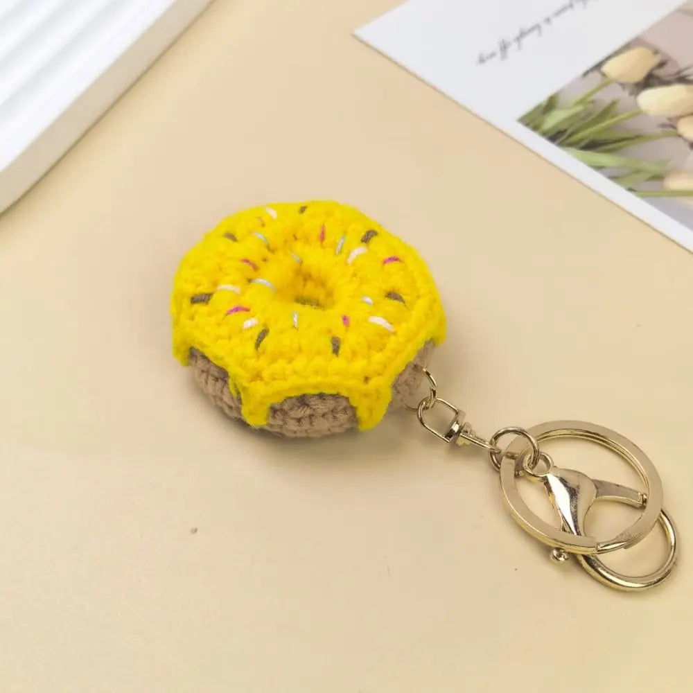 Crochet Donut Keychain with Lobster Clasp