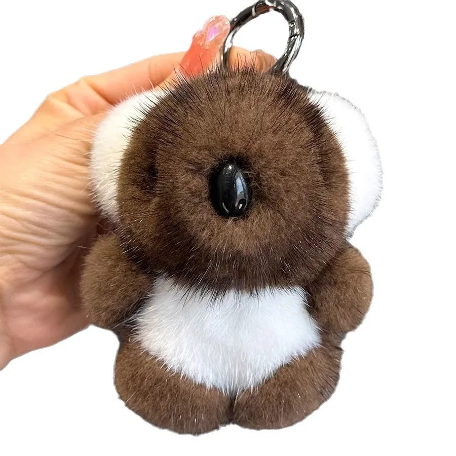 Koala Fur Bag Charm with Spring-Gate Ring