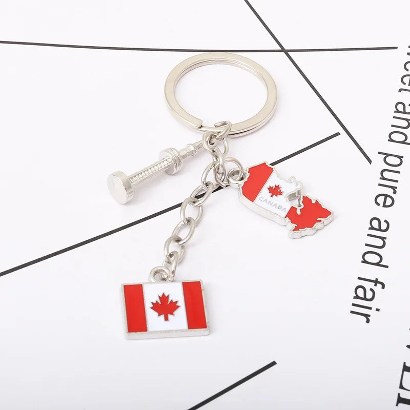 Enamel Flag Keychain Canada Germany Czech Venice UK London Building Alloy Drop Oil Pendant Travel Souvenir Car Bag Key Ring Gift