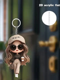 Cartoon Girl Flat Acrylic Keychain
