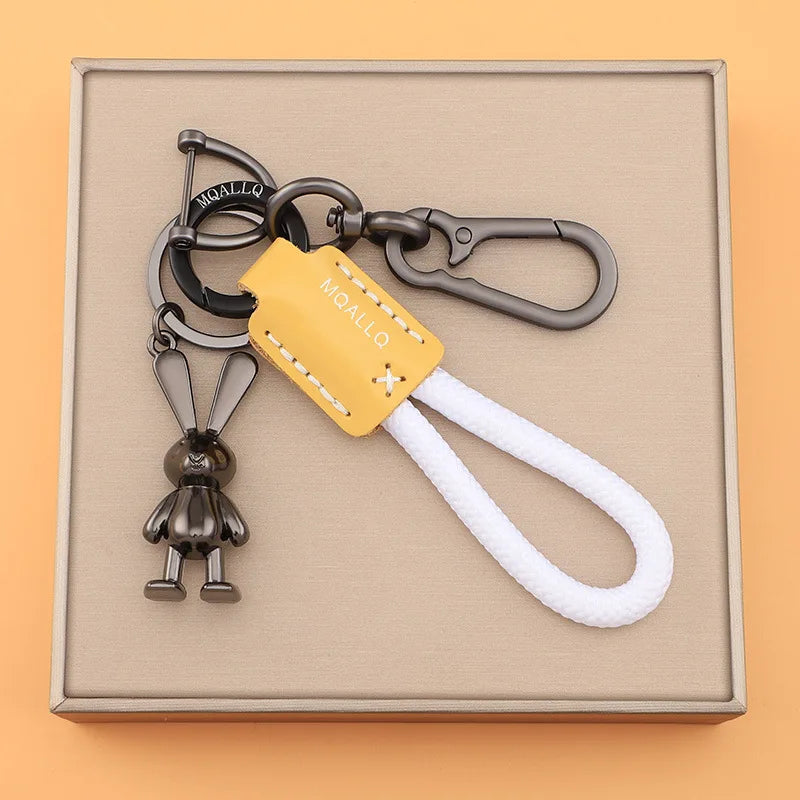 Braided Rope Keychain with Rabbit Charm