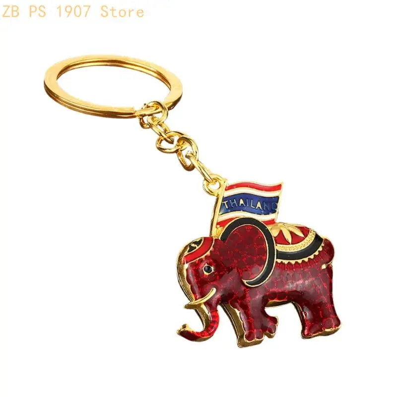 Elephant Charm Keychain with Gold-Tone Finish