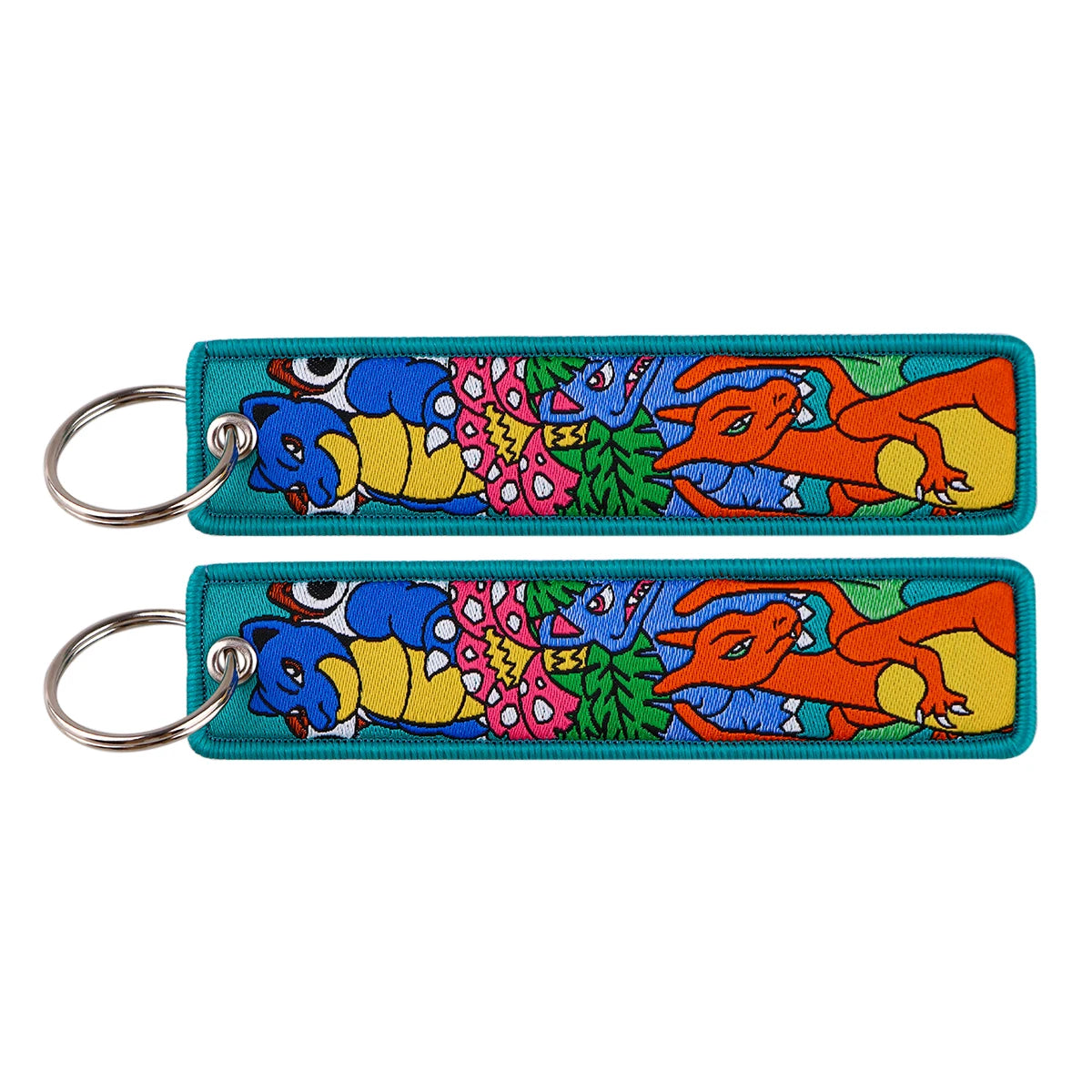Double-Sided Embroidered Key Tag with Metal Hardware