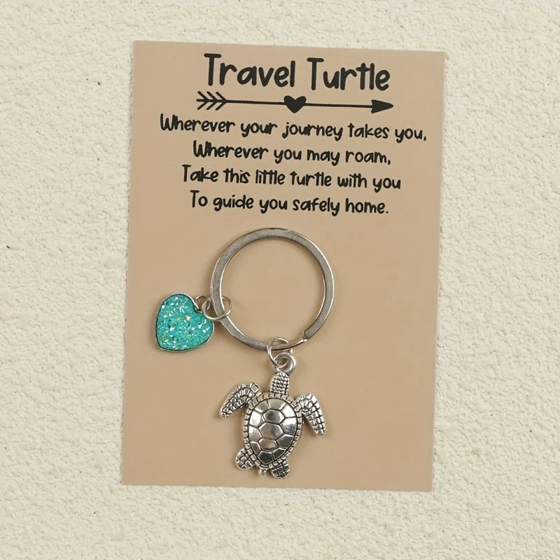 Zinc Alloy Turtle Keychain with Card