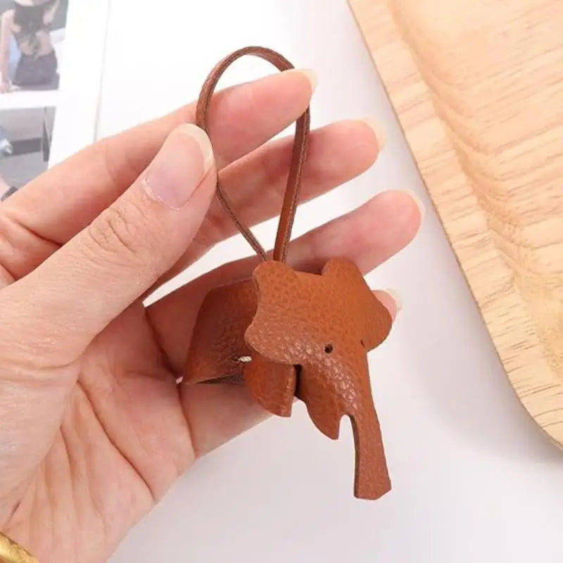 PU Leather Elephant Keychain Charm