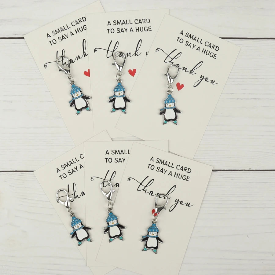 Enamel Penguin Charms with Thank You Cards, 6-Pack
