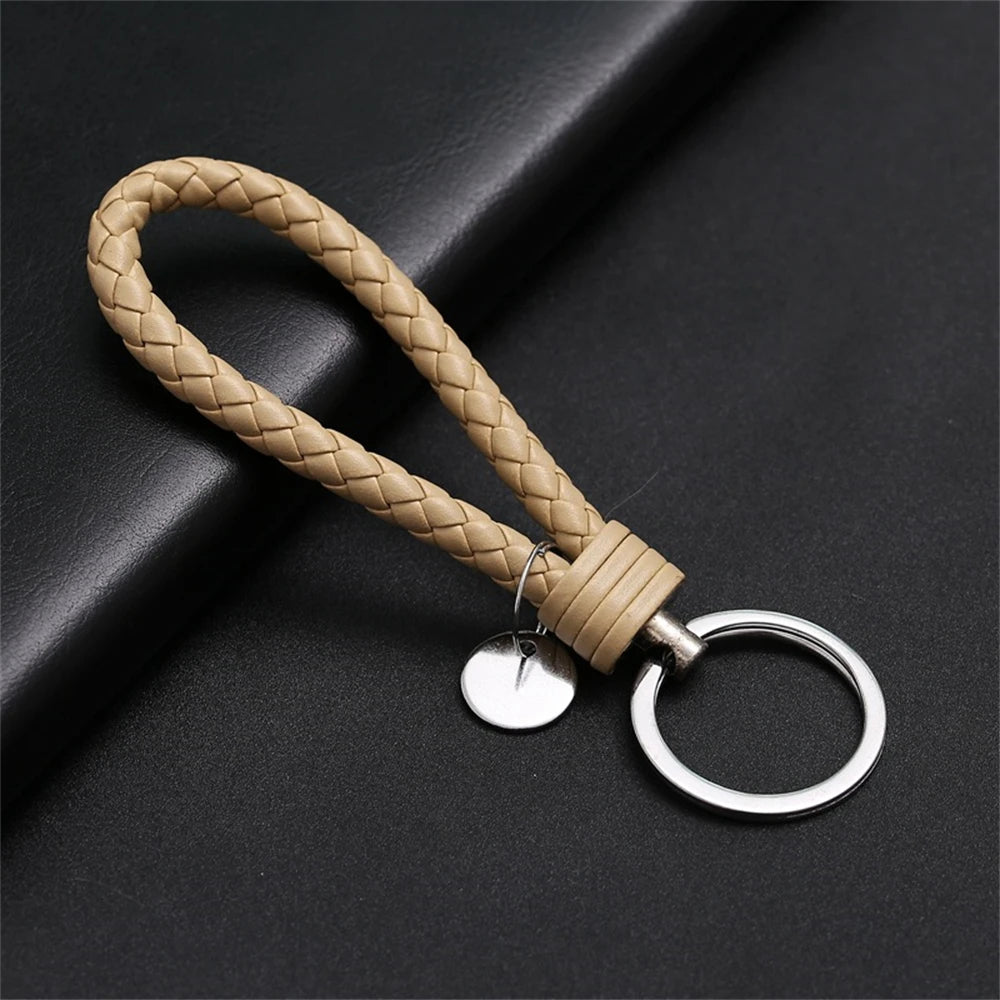 Braided PU Leather Keychain with O-Ring Buckle